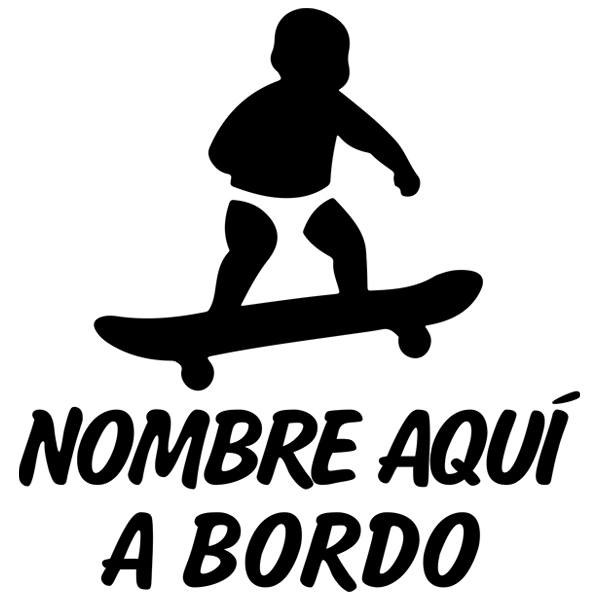 Pegatinas: Skate a bordo personalizado - español