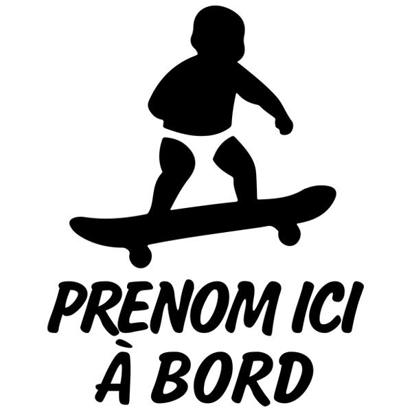 Pegatinas: Skate a bordo personalizado - francés