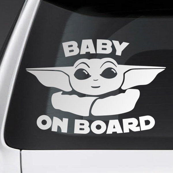 Pegatinas: Baby Yoda a bordo - inglés