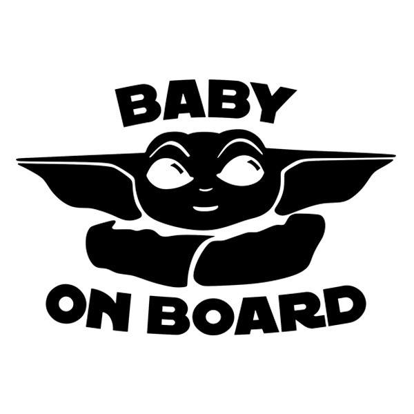 Pegatinas: Baby Yoda a bordo - inglés