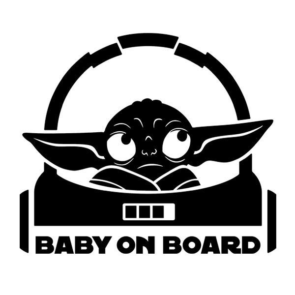Pegatinas: Baby Yoda 1 a bordo - inglés