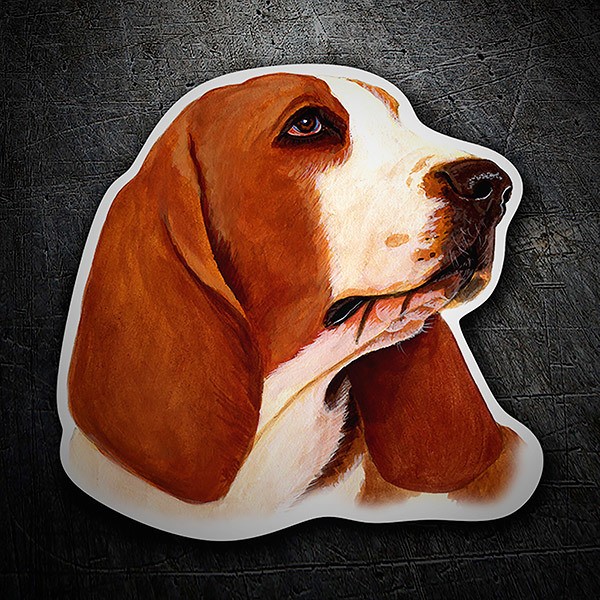 Pegatinas: Basset Hound rojo