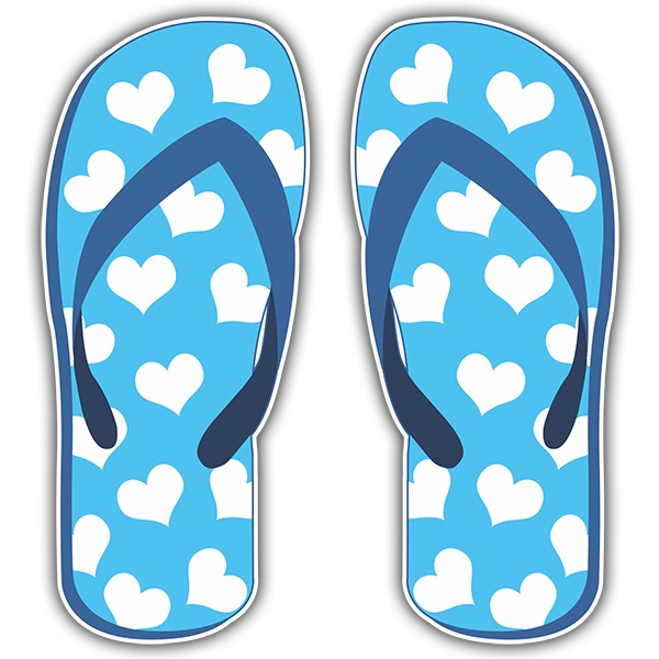 Pegatinas: Chanclas azules con corazones