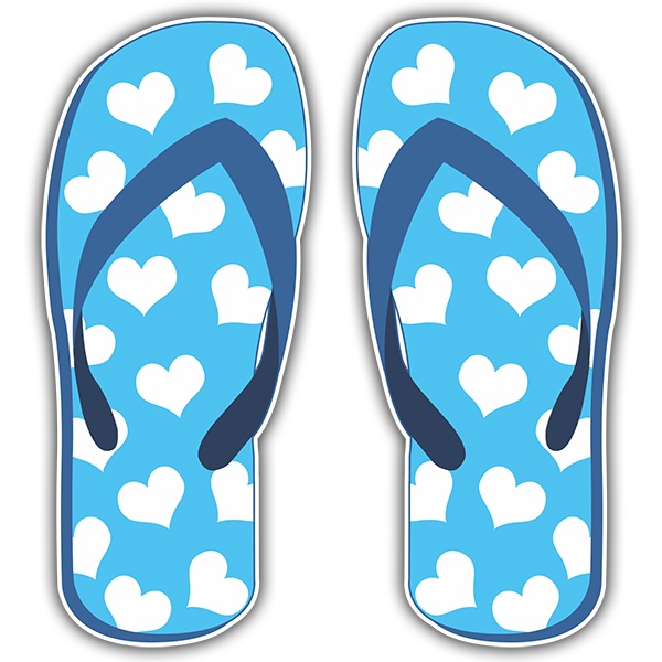 Pegatinas: Chanclas azules con corazones