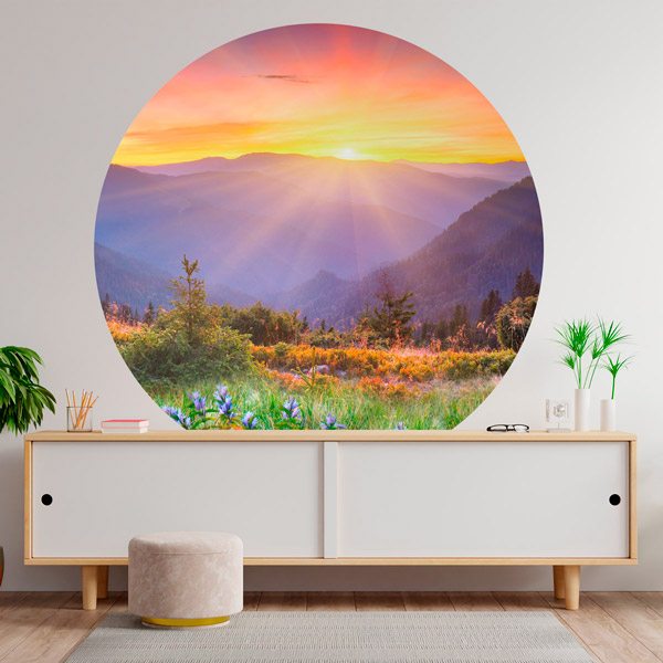 Vinilos Decorativos: Atardecer entre Montañas