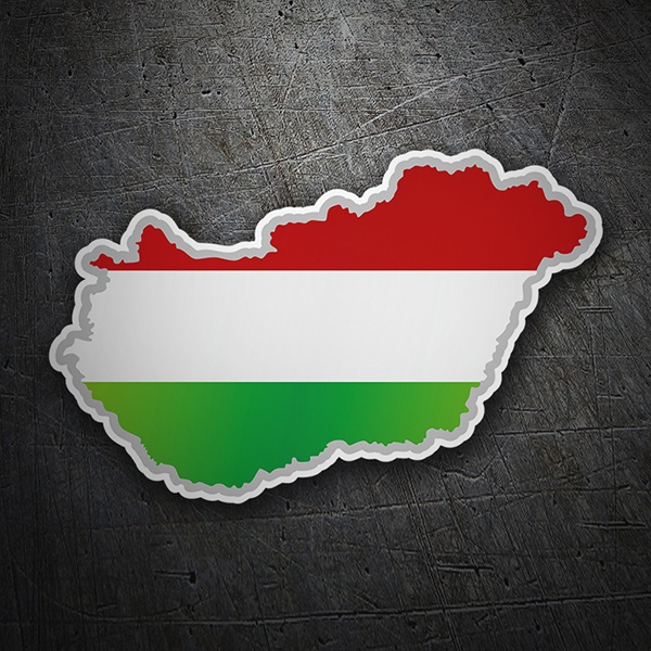 Pegatinas: Mapa bandera Hungría 1