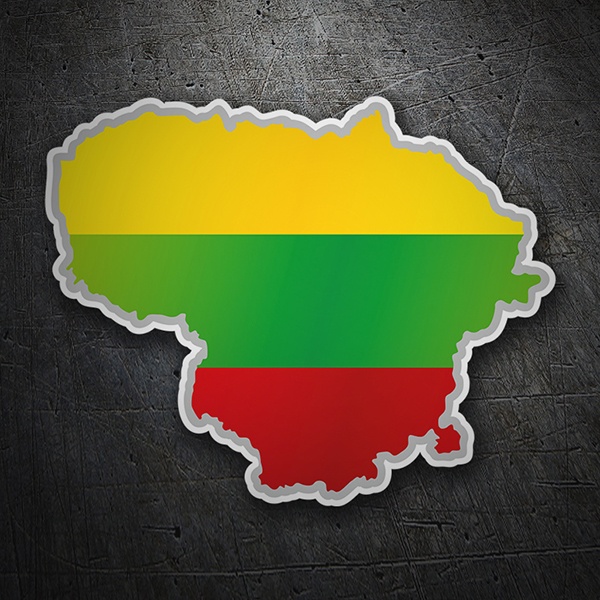 Pegatinas: Mapa bandera Lituania 1