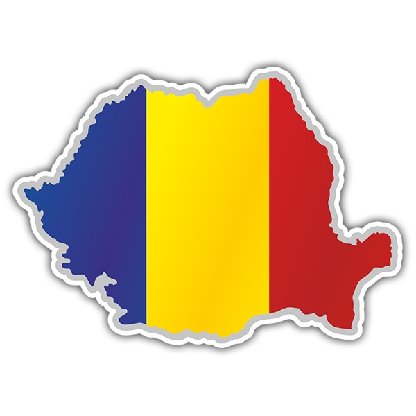 Pegatinas: Mapa bandera Rumanía
