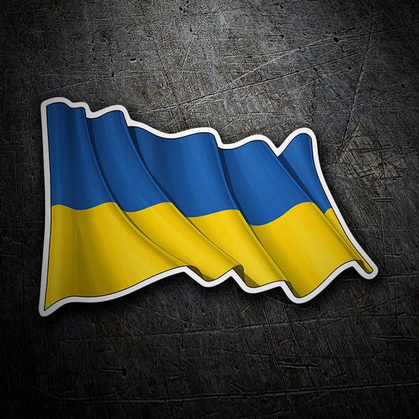 Pegatinas: Bandera Ondeando de Ucrania 1