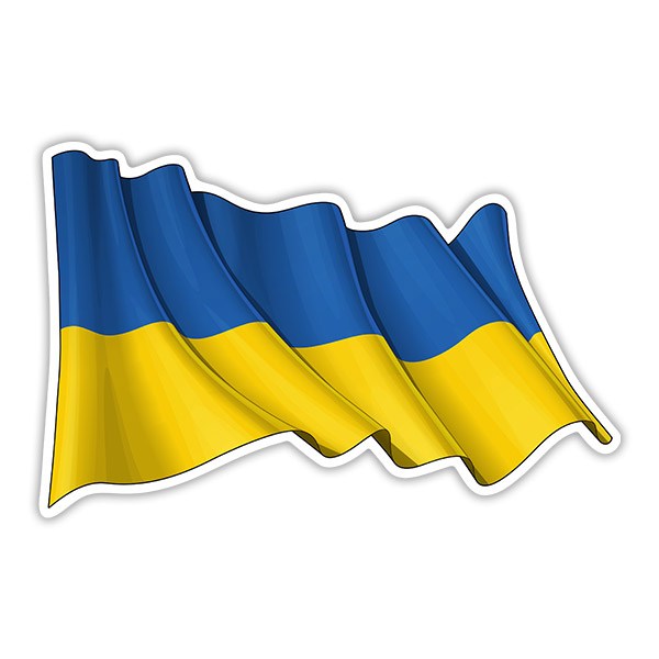 Pegatinas: Bandera Ondeando de Ucrania
