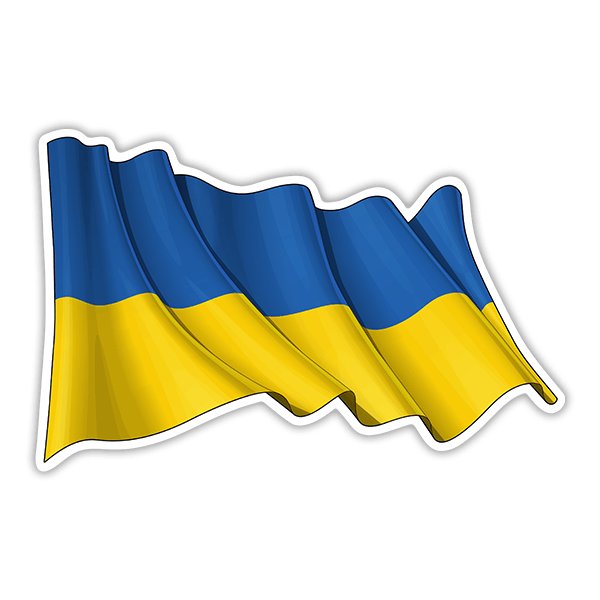 Pegatinas: Bandera Ondeando de Ucrania 0