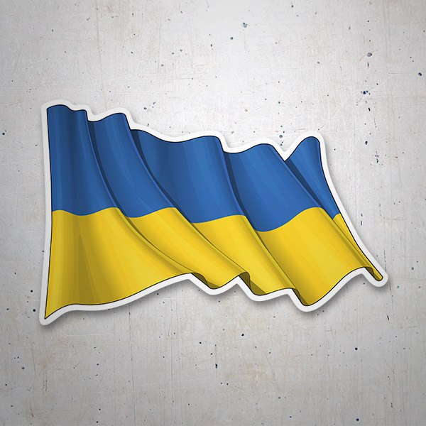 Pegatinas: Bandera Ondeando de Ucrania