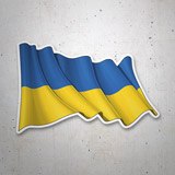 Pegatinas: Bandera Ondeando de Ucrania 3