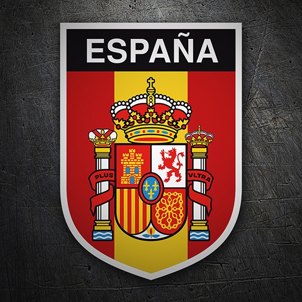 Pegatinas: Bandera España con escudo vertical 1