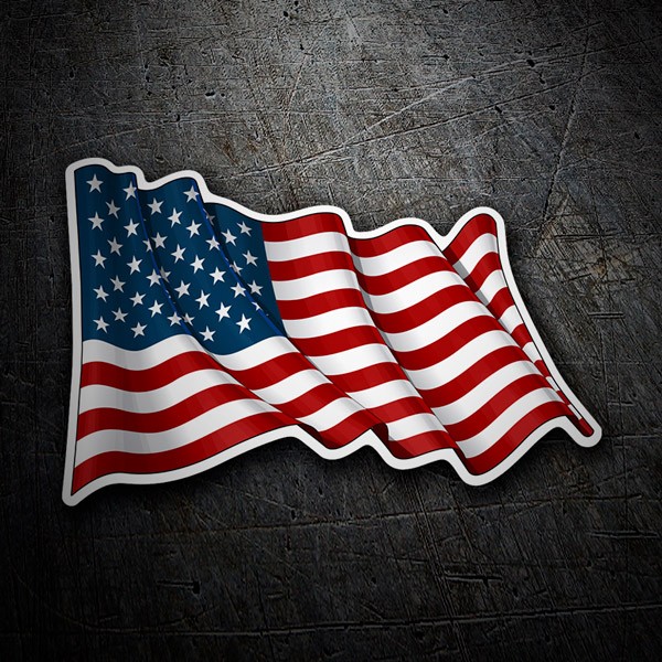 Pegatinas: Bandera de USA ondeando 1