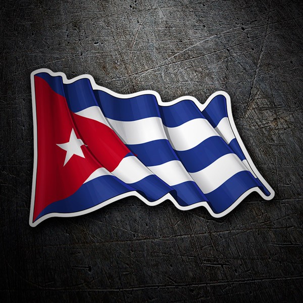 Pegatinas: Bandera de Cuba ondeando 1