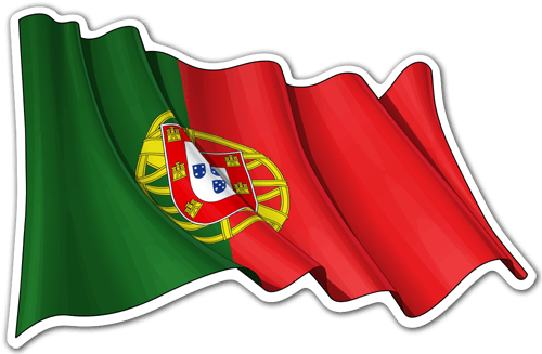 Pegatinas: Bandera de Portugal ondeando