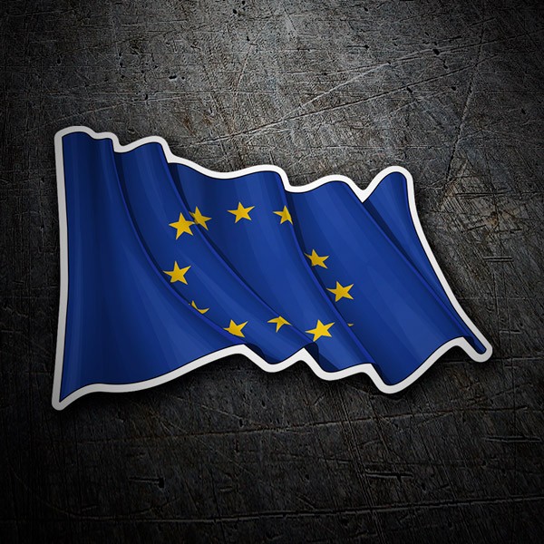 Pegatinas: Bandera de la Unión Europea ondeando