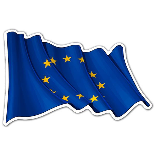 Pegatinas: Bandera de la Unión Europea ondeando