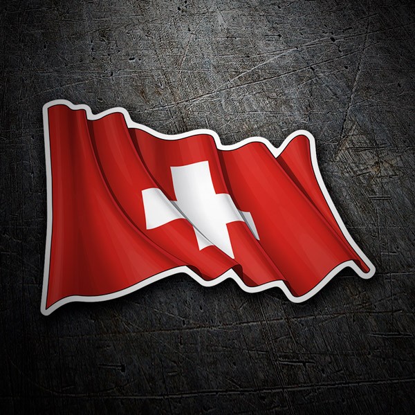 Pegatinas: Bandera de Suiza ondeando