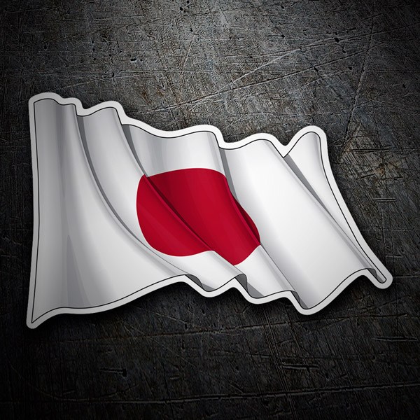 Pegatinas: Bandera de Japón ondeando 1