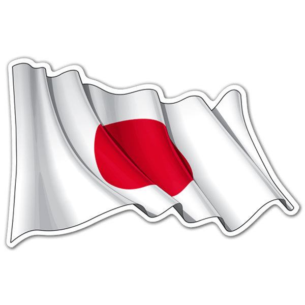 Pegatinas: Bandera de Japón ondeando