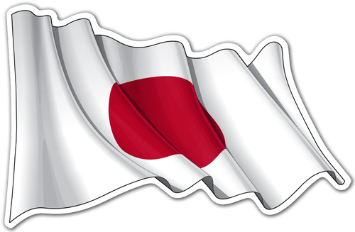 Pegatinas: Bandera de Japón ondeando