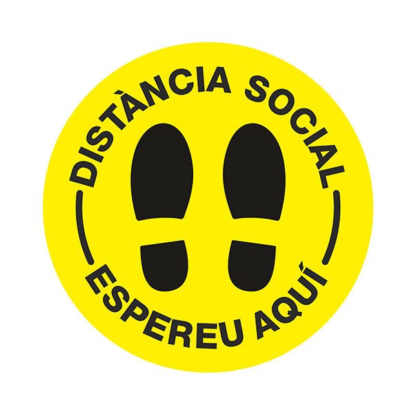 Pegatinas: Pegatina Suelo Distancia Social en catalán