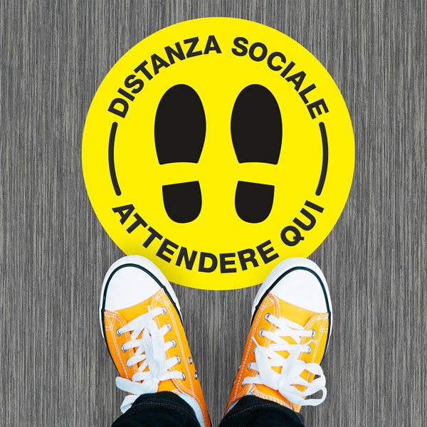 Pegatinas: Pegatina Suelo Distancia Social en italiano