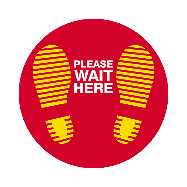 Pegatinas: Protección por favor espere aquí en inglés