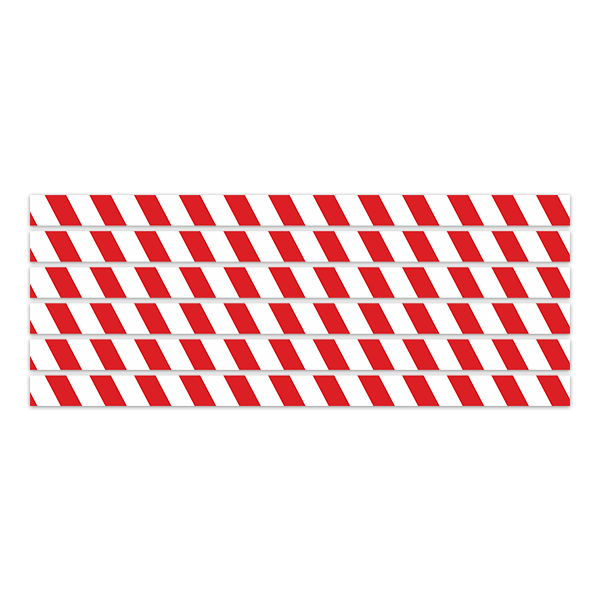 Pegatinas: Suelo Set 6X Bandas Blancas y Rojas