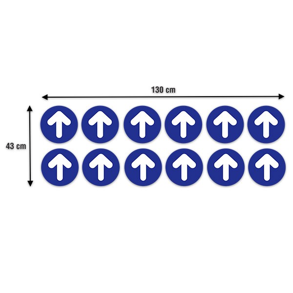 Pegatinas: Set 12X Flechas para Suelo Azules y Blancas