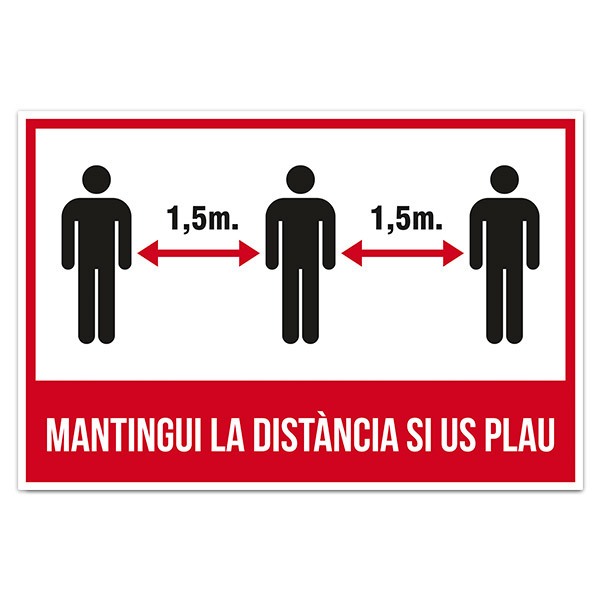 Pegatinas: Covid-19 mantenga la distancia en catalan