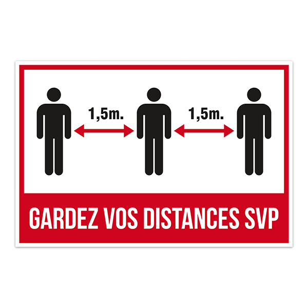 Pegatinas: Pegatina Covid-19 mantenga la distancia en francés