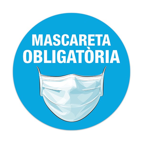 Pegatinas: Covid-19 Uso de mascarilla obligatorio en catalán