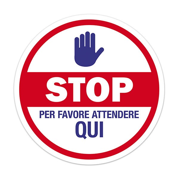 Pegatinas: Protección por favor espere aquí en italiano