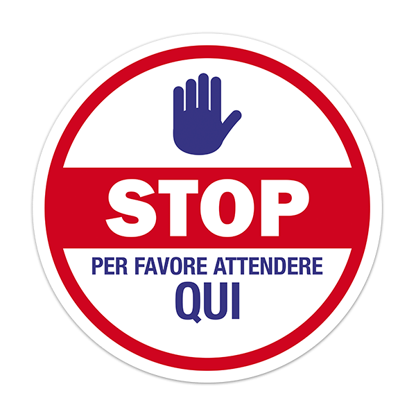 Pegatinas: Protección por favor espere aquí en italiano