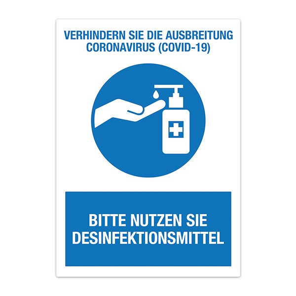Pegatinas: Protección Covid-19 Use el dispensador en alemán