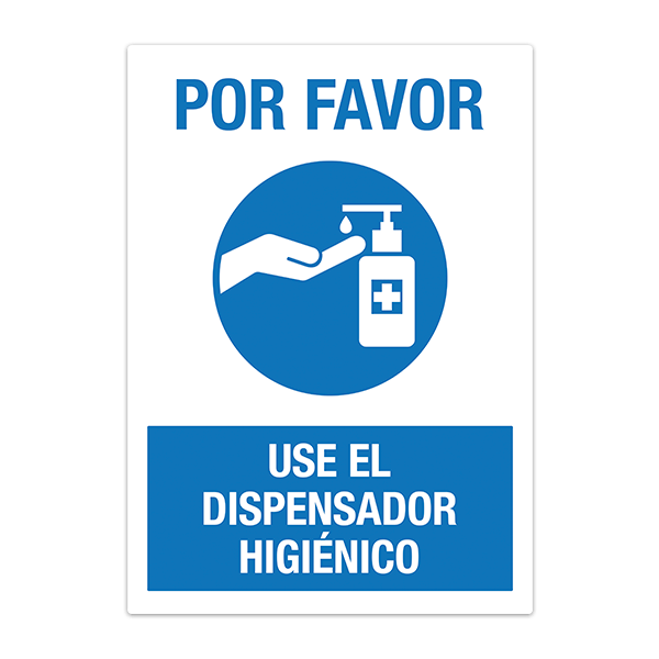 Pegatinas: Protección Covid-19 Use el dispensador  en español