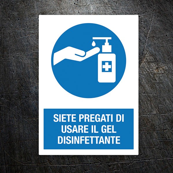 Pegatinas: Protección Covid-19 Use el dispensador en italiano
