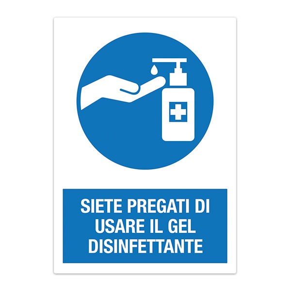 Pegatinas: Protección Covid-19 Use el dispensador en italiano