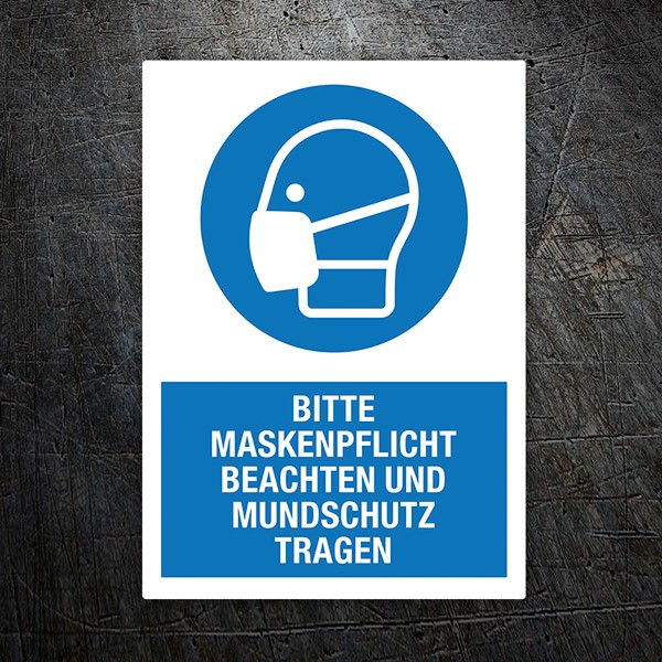Pegatinas: Protección Mascarilla obligatoria en alemán 1