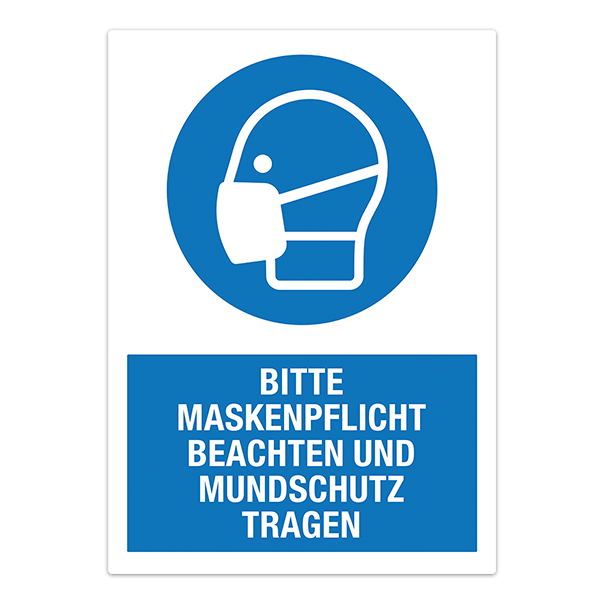 Pegatinas: Protección Mascarilla obligatoria en alemán 0