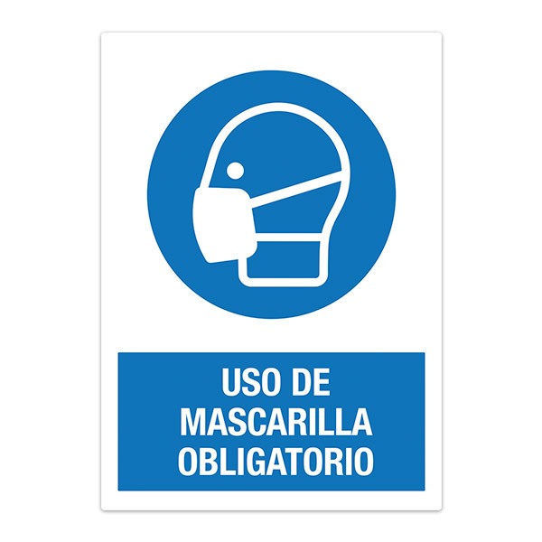 Pegatinas: Protección Covid-19 Mascarilla obligatoria en espa
