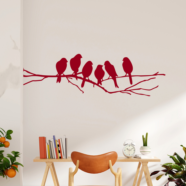 Vinilos Decorativos: 6 Pájaros sobre una rama