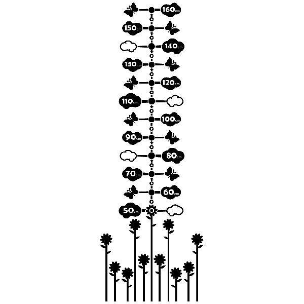 Vinilos Infantiles: Medidor Flores, nubes y mariposas