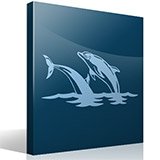 Vinilos Decorativos: Pareja de delfines saltan en el mar 3
