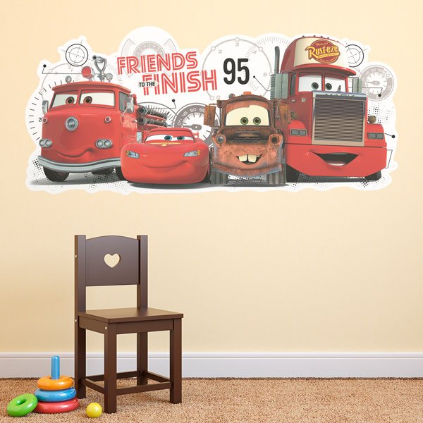 Vinilos Infantiles: Disney Cars, Amigos hasta la meta