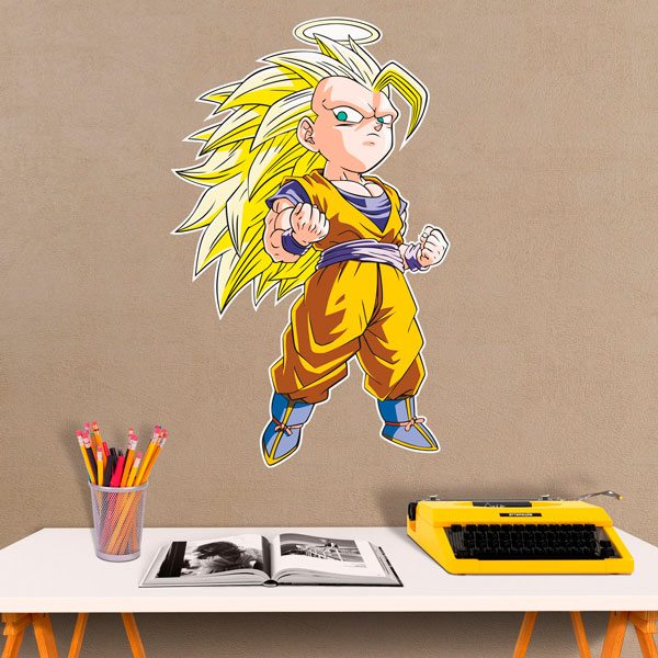 Vinilos Infantiles: Dragon Ball Caricatura Son Goku Saiyan