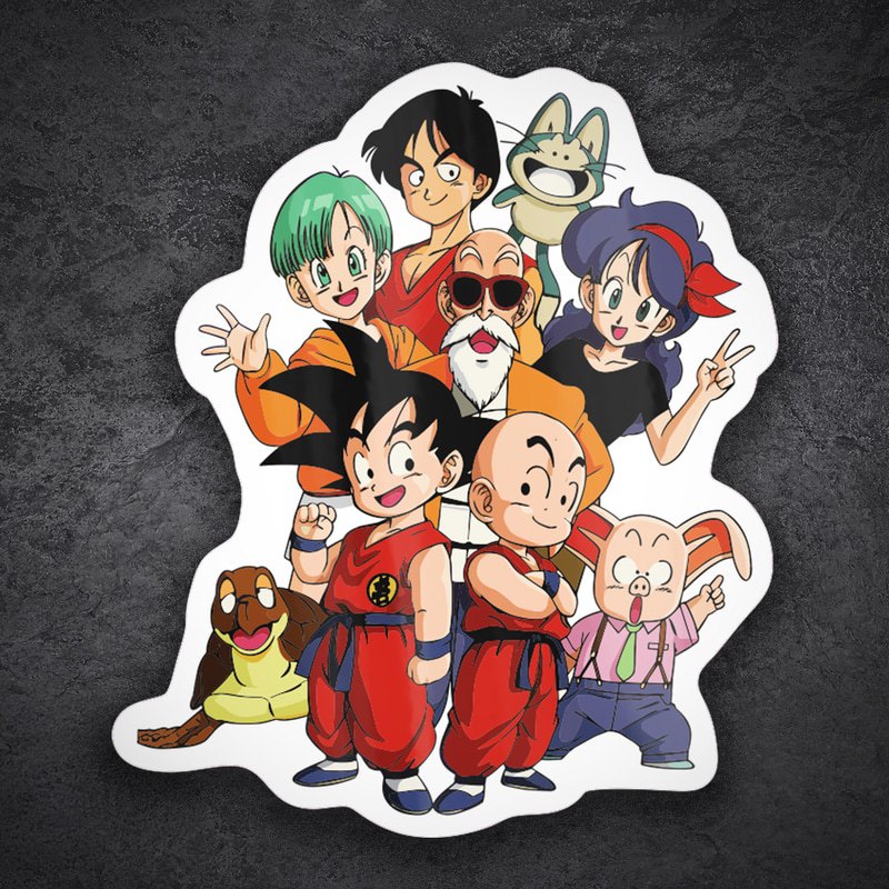 Pegatinas: Goku, Krilin y Amigos
